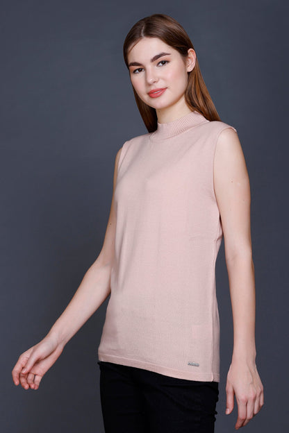 Rose Woolen Turtle Neck Sweater Vest Women