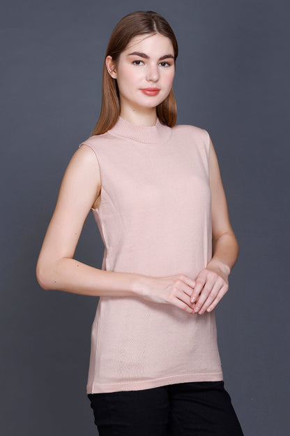 Rose Woolen Turtle Neck Sweater Vest Women