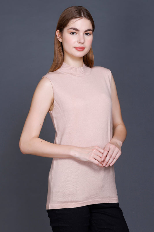 Rose Woolen Turtle Neck Sweater Vest Women