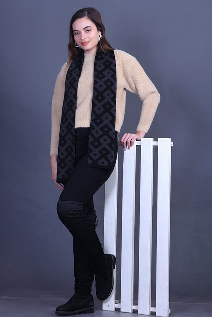 Beige Full Sleeve Woolen Round Neck Sweater For Women