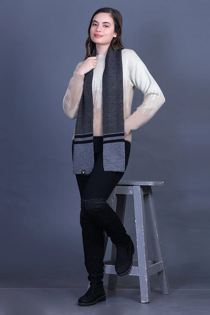 Beige Full Sleeve Woolen Round Neck Sweater For Women