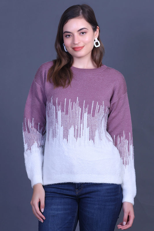 Onion Full Sleeve Woolen Round Neck Sweater For Women