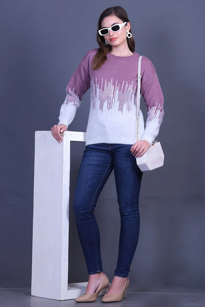 Onion Full Sleeve Woolen Round Neck Sweater For Women