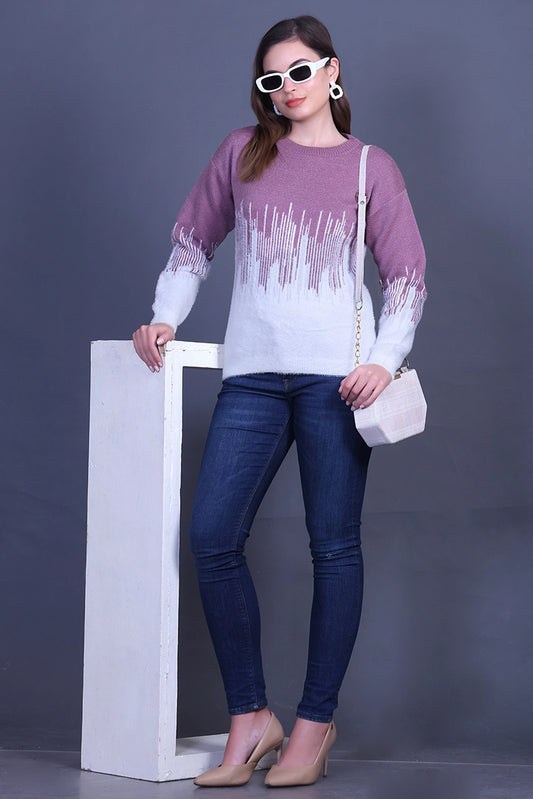 Onion Full Sleeve Woolen Round Neck Sweater For Women