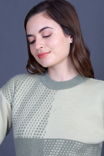 Pista Full Sleeve Woolen Round Neck Sweater For Women