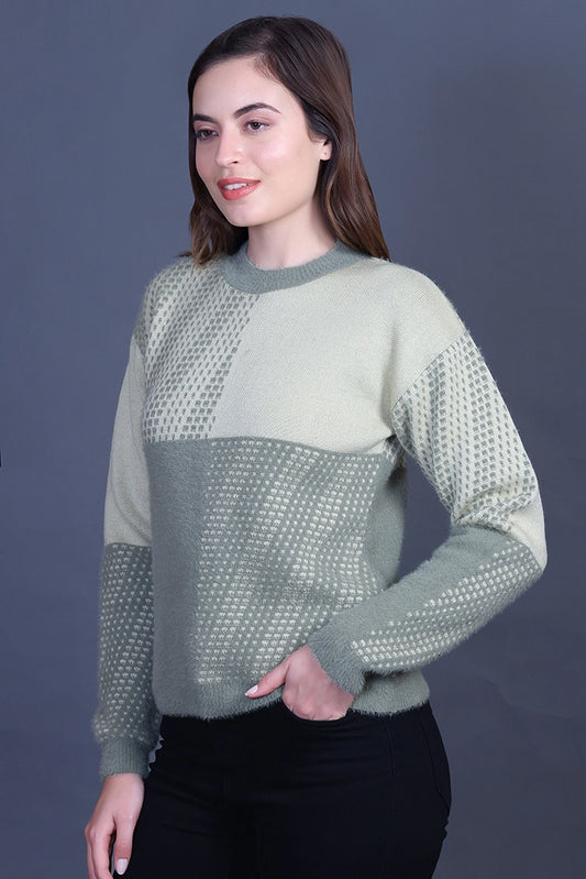 Pista Full Sleeve Woolen Round Neck Sweater For Women