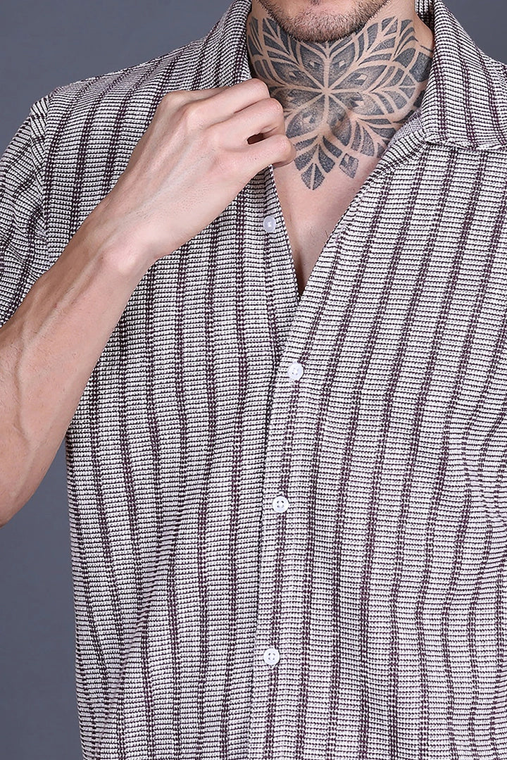 Maroon Cuban Collar Shirt For Men