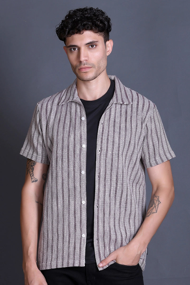 Maroon Cuban Collar Shirt For Men
