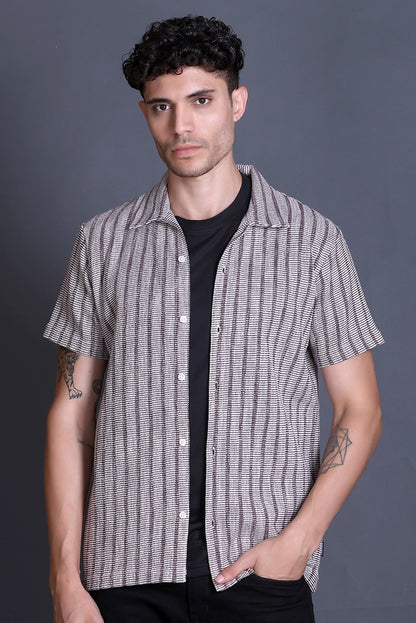 Maroon Cuban Collar Shirt For Men