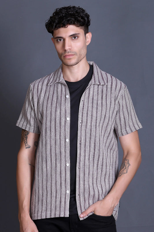 Maroon Cuban Collar Shirt For Men