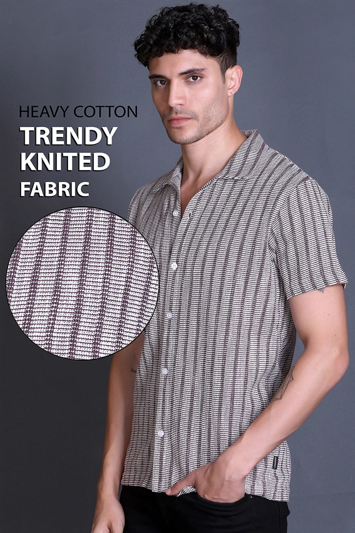 Maroon Cuban Collar Shirt For Men