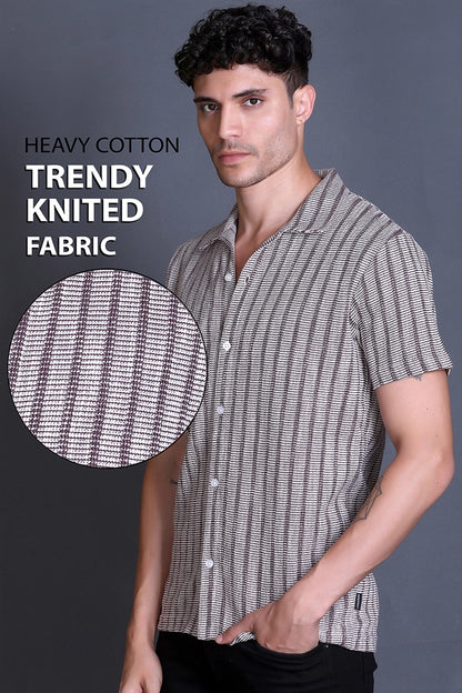 Maroon Cuban Collar Shirt For Men