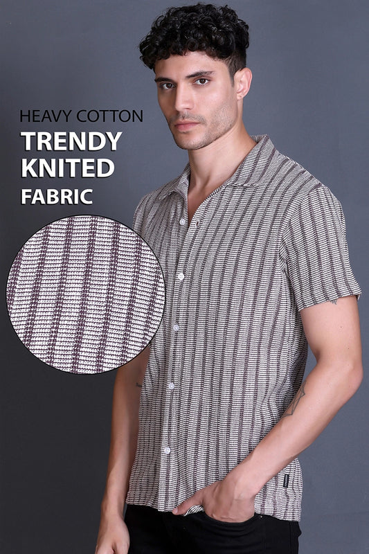 Maroon Cuban Collar Shirt For Men