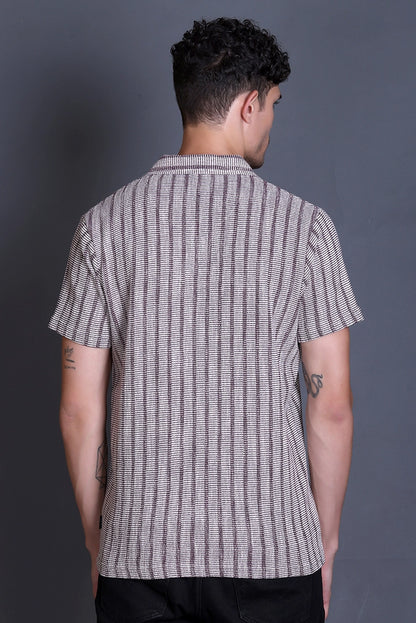 Maroon Cuban Collar Shirt For Men
