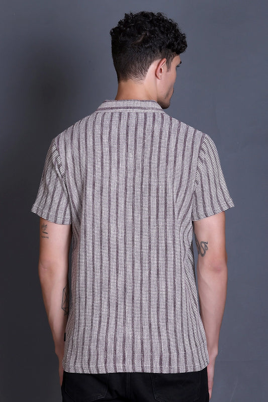 Maroon Cuban Collar Shirt For Men