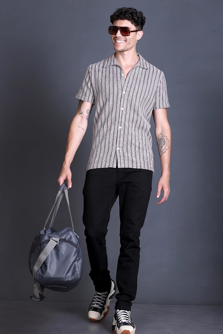 Maroon Cuban Collar Shirt For Men