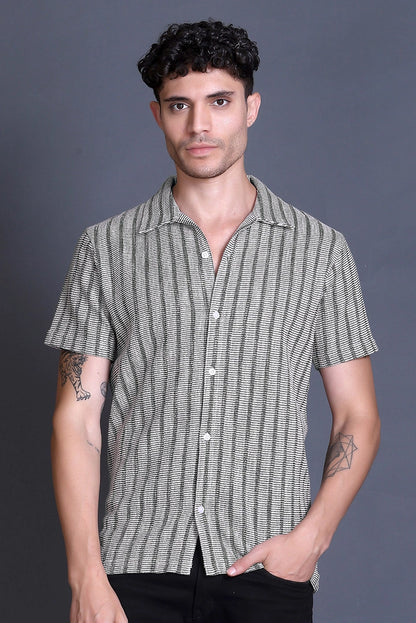 Olive Cuban Collar Shirt For Men