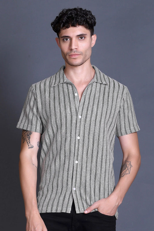 Olive Cuban Collar Shirt For Men
