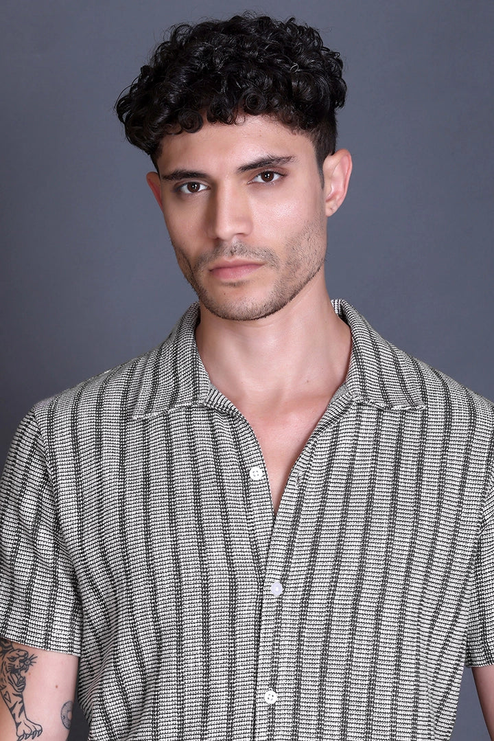 Olive Cuban Collar Shirt For Men