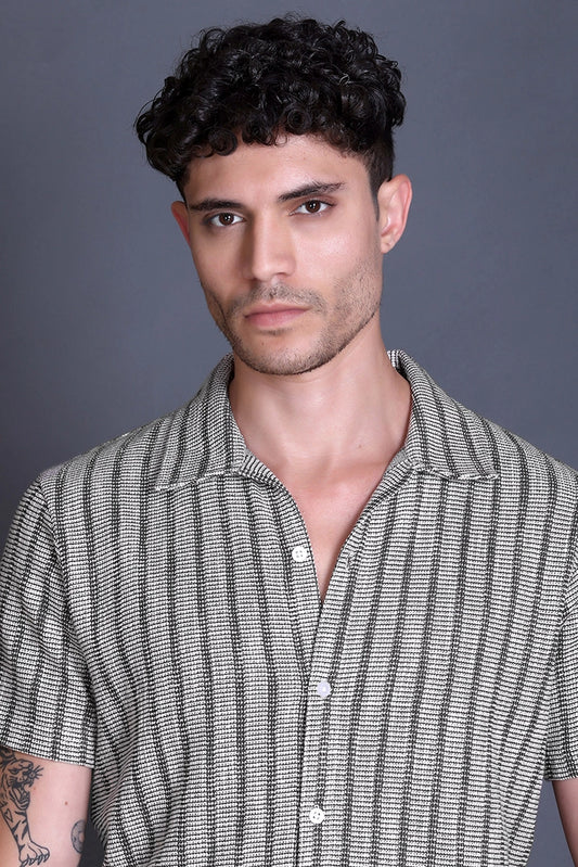 Olive Cuban Collar Shirt For Men
