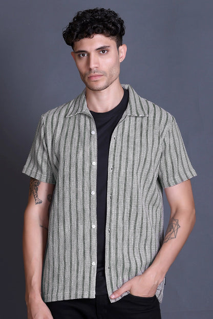 Olive Cuban Collar Shirt For Men