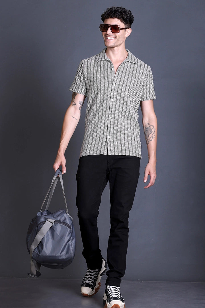 Olive Cuban Collar Shirt For Men