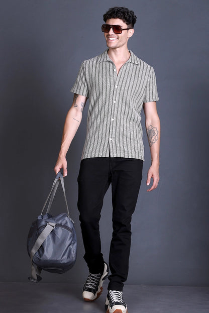 Olive Cuban Collar Shirt For Men