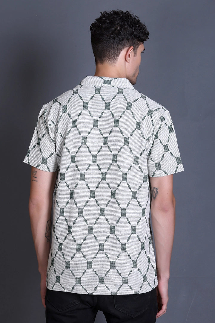 Bottle Green Cuban Collar Shirt For Men