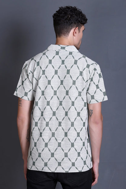 Bottle Green Cuban Collar Shirt For Men