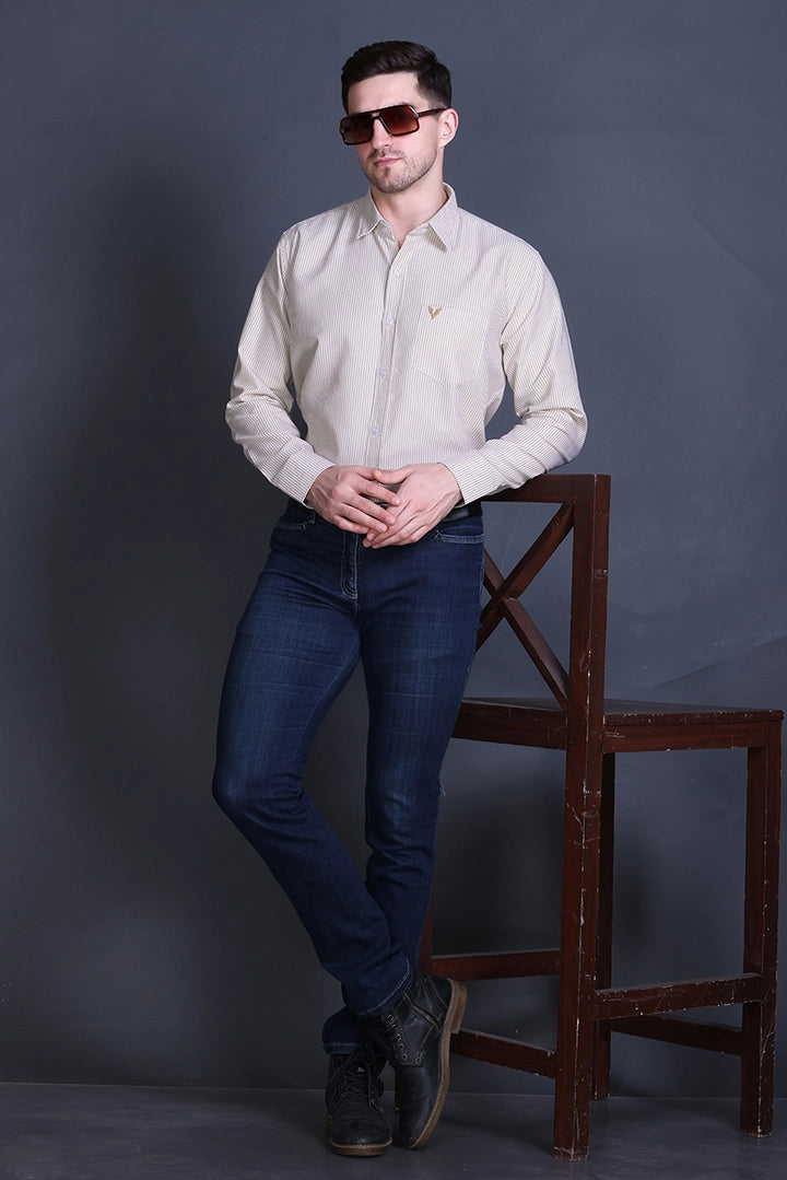 Beige Casual Shirt For Men