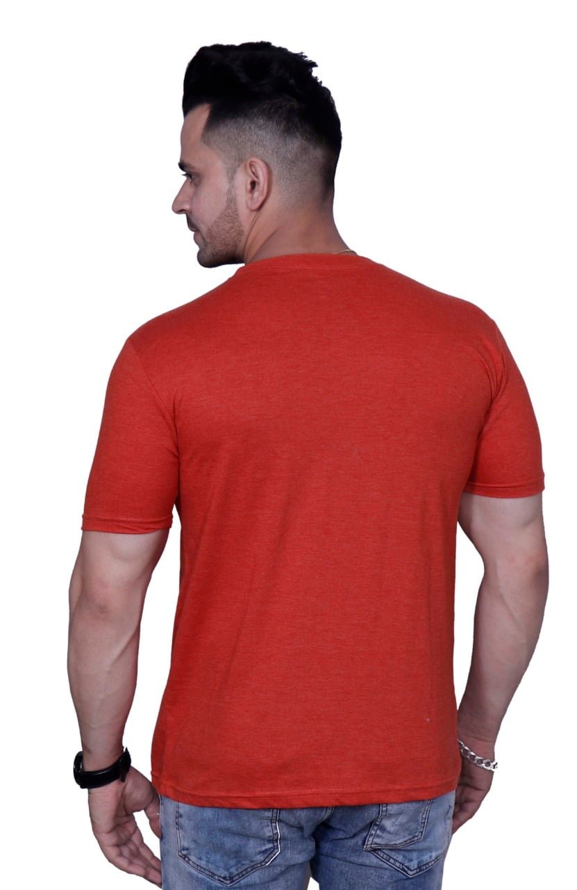 Godfrey Eco Blaze Orange Printed Round Neck T-Shirt