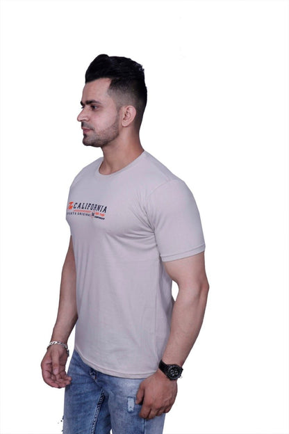 Godfrey Eco Bone Cream Printed Round Neck T-Shirt