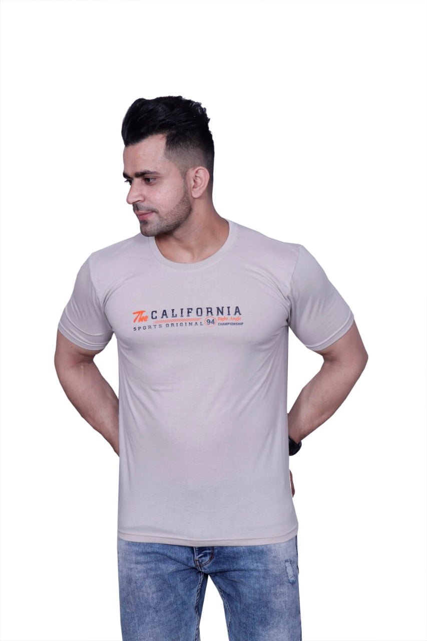Godfrey Eco Bone Cream Printed Round Neck T-Shirt