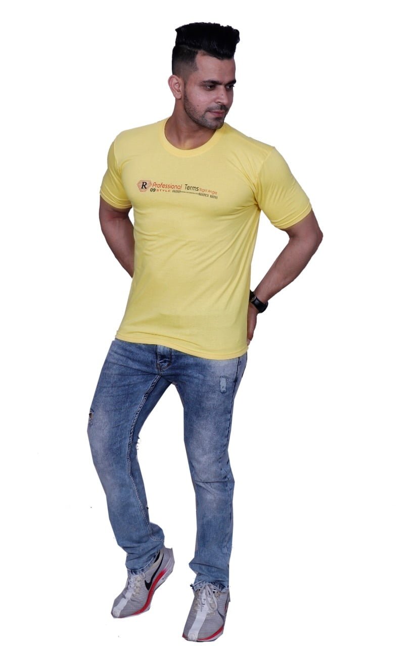 Godfrey Eco Blonde Yellow Printed Round Neck T-Shirt