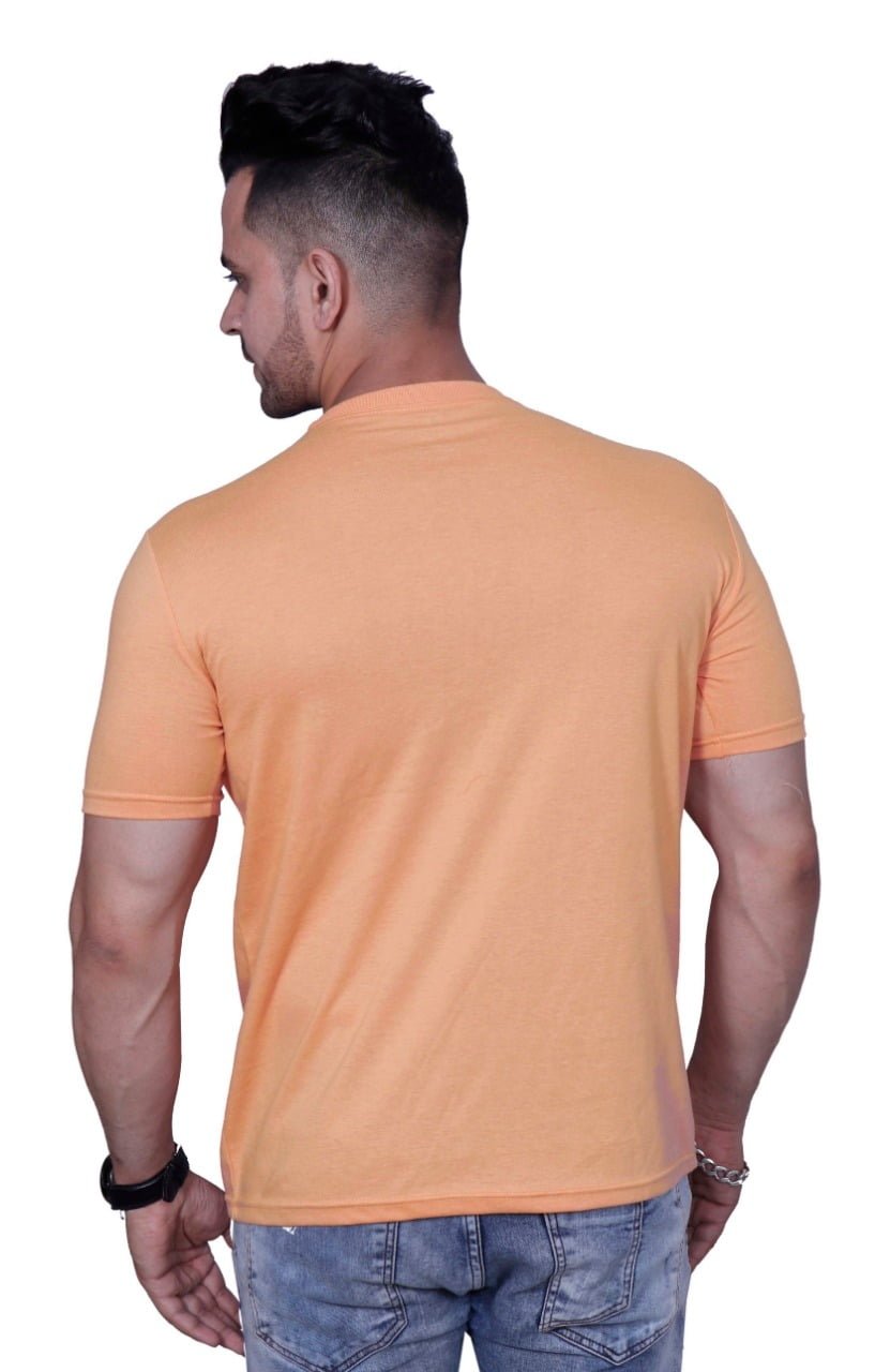 Godfrey Eco Light Orange Printed Round Neck T-Shirt