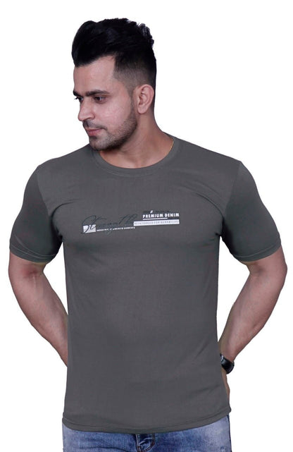 Godfrey Eco Dark Grey Printed Round Neck T-Shirt