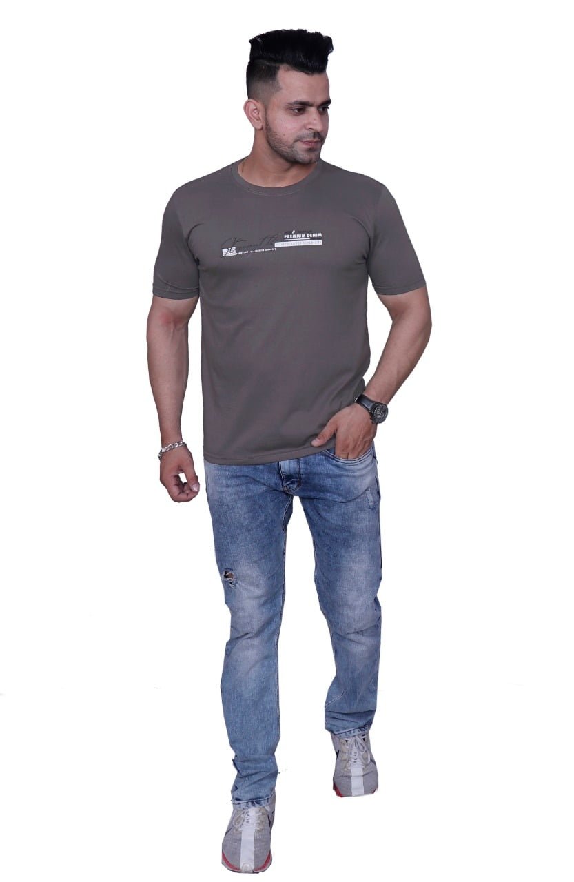 Godfrey Eco Dark Grey Printed Round Neck T-Shirt