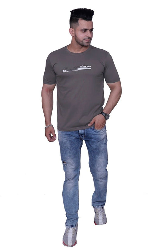 Godfrey Eco Dark Grey Printed Round Neck T-Shirt