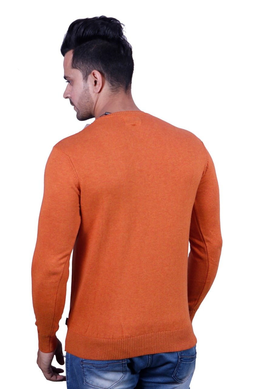 Rust Solid V-Neck Pullover