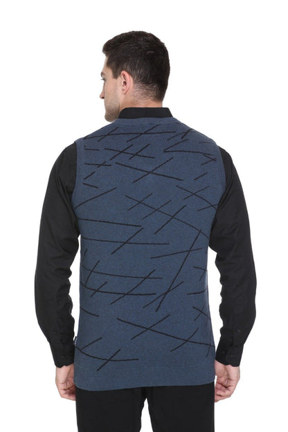 Denim Woolen V-Neck Men Designer Sleeveless Sweater