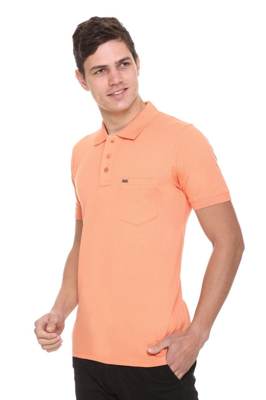 Orange Pocket Plain Polo T-Shirt