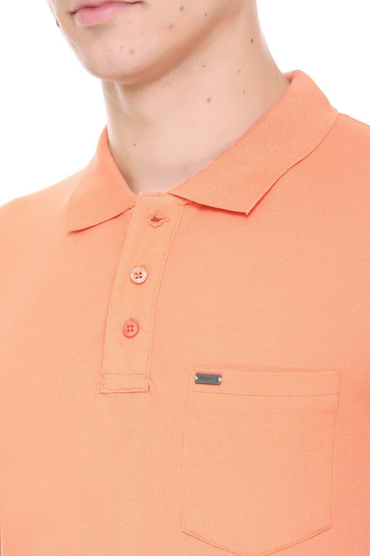 Orange Pocket Plain Polo T-Shirt