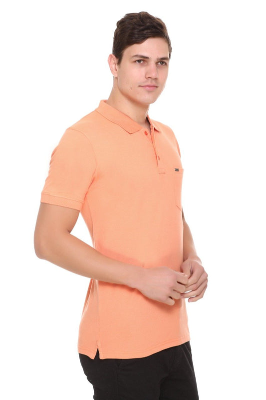 Orange Pocket Plain Polo T-Shirt