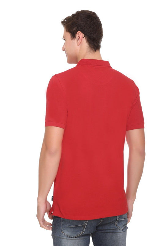 Red Solid Polo T-Shirt With Pocket