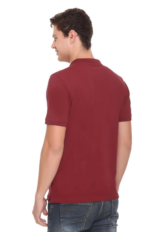 Maroon Solid Polo T-Shirt With Pocket