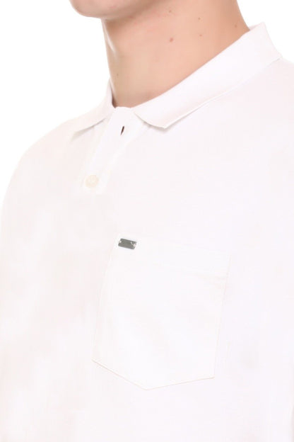Off-White Solid Polo T-Shirt With Pocket