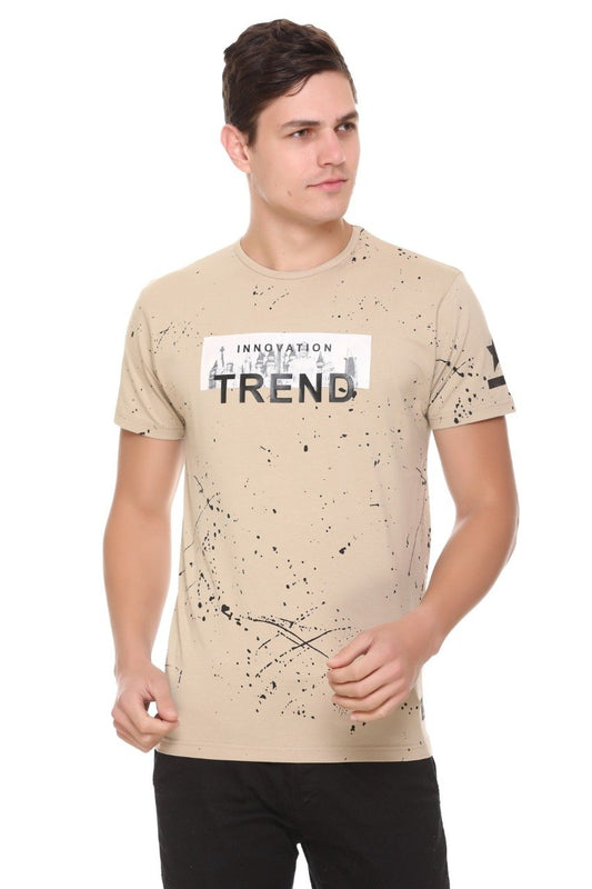 Fawn Slim Fit Printed Round Neck T-Shirt