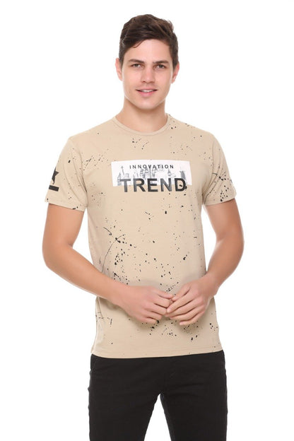 Fawn Slim Fit Printed Round Neck T-Shirt