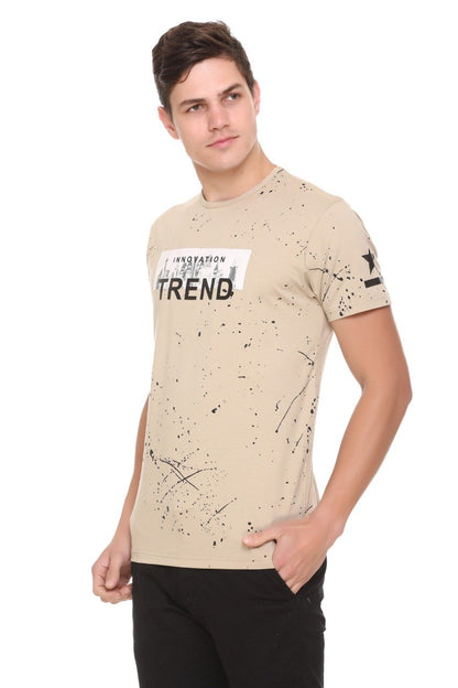 Fawn Slim Fit Printed Round Neck T-Shirt