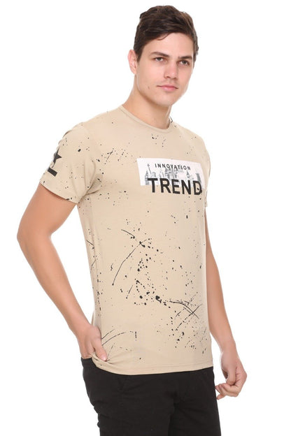 Fawn Slim Fit Printed Round Neck T-Shirt